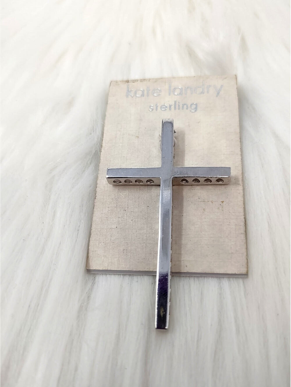 Kate Landry Sterling Silver Modern Cross Pendant NOS 925